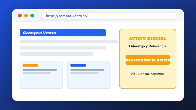 Vista del activo digital estratégico compra-venta.ar y transferencia formal